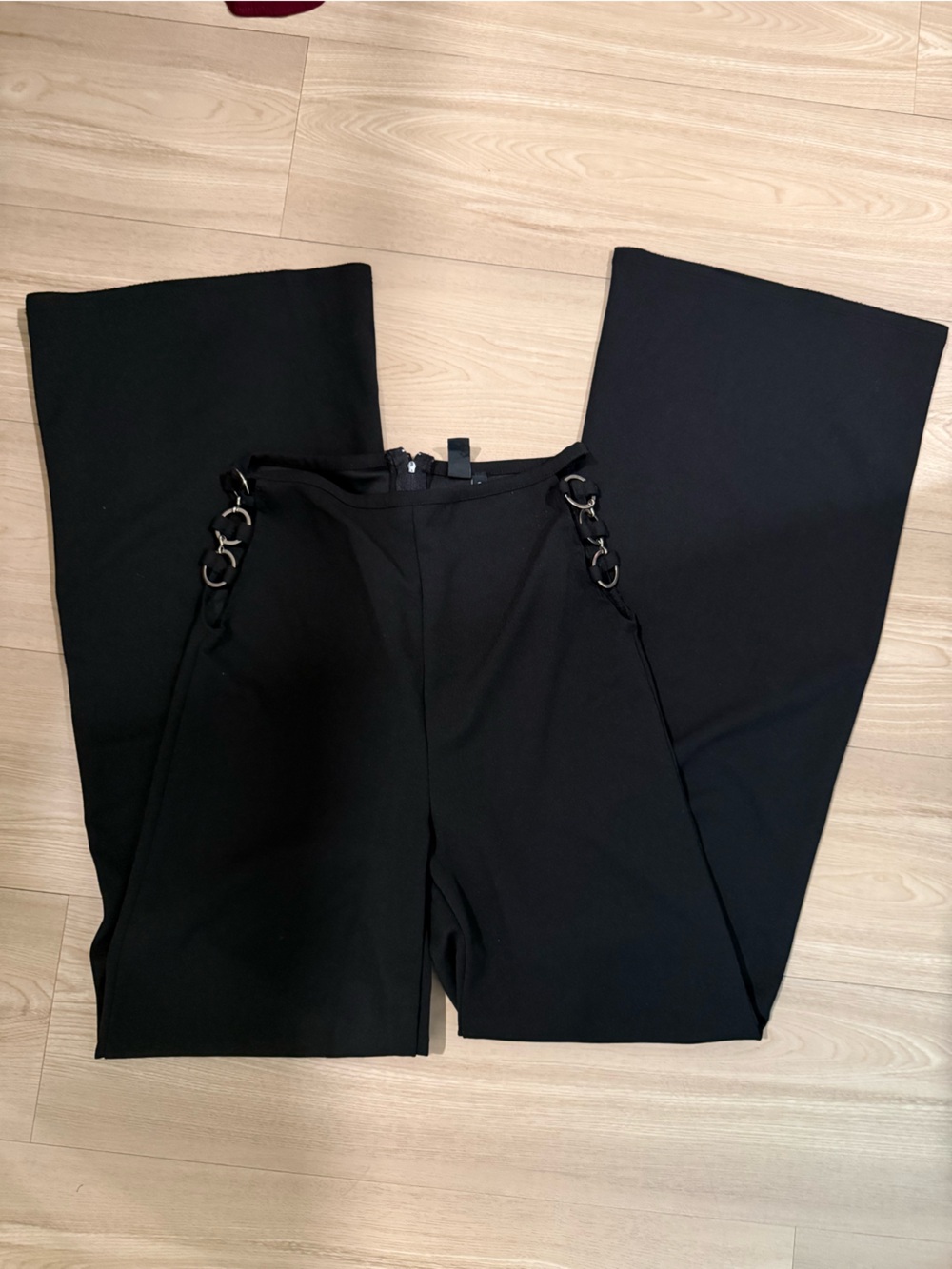 Black women’s Stretch Dress Pants with Ring Detail